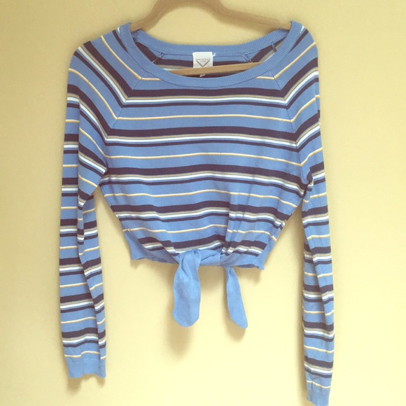 Freshman 1996 Sweaters - Light Blue  Stripe Crop Knit Sweater Top Size M